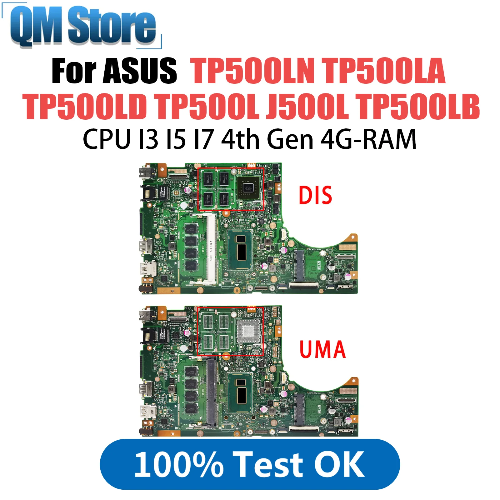 

TP500LN Mainboard For ASUS TP500LA TP500LD TP500L J500L TP500LB Laptop Motherboard CPU I3 I5 I7 4th Gen 4G RAM GT840M