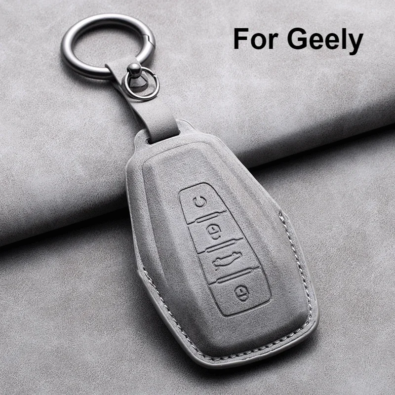 Leather Car Key Case Cover Keychain For Geely Emgrand Global Kulrey Hawk GX7 Okavango NL3 SUV GT GC9 Coolray X6 X7 EX7 Geome