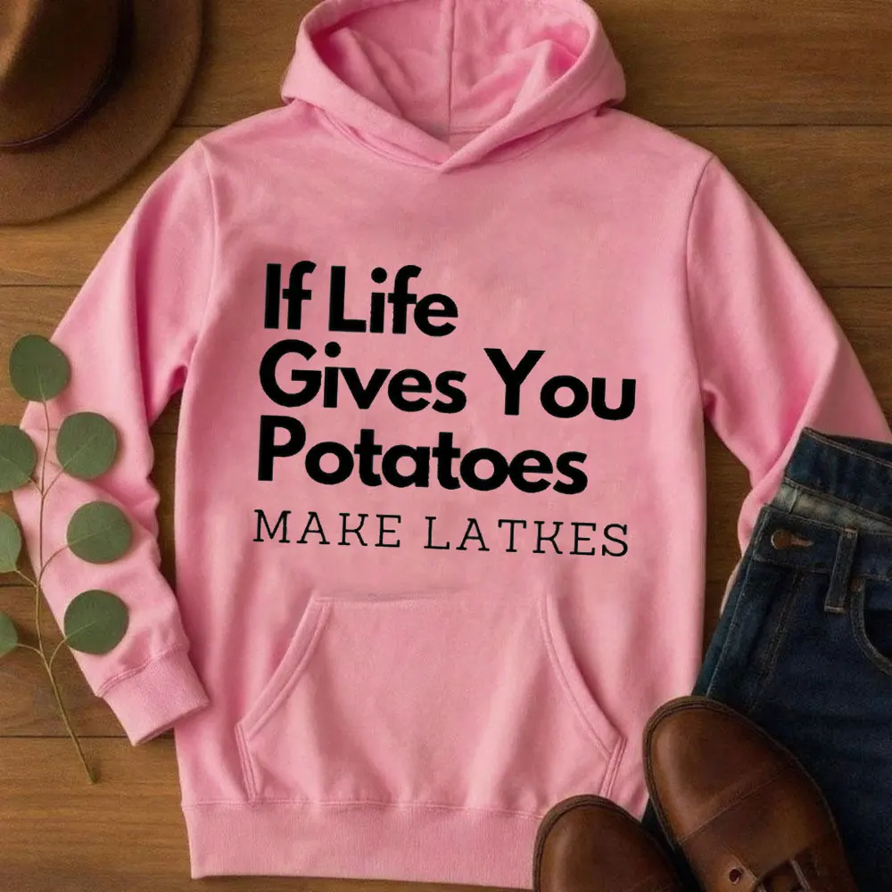 Funny Hanukkah Sweatshirt If Life Gives You Potatoes Hoodie Make Latkes Hoodie Autumn and Winter Keep Warm TracksuitLong Sleeve