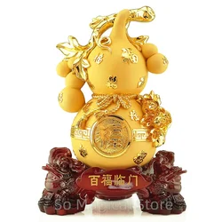 Golden Gourd Calabash Wu Lou Table Decorations Home Bring Good Luck Fortune Living Room Feng Shui Gourd With Bring Wealth Gift