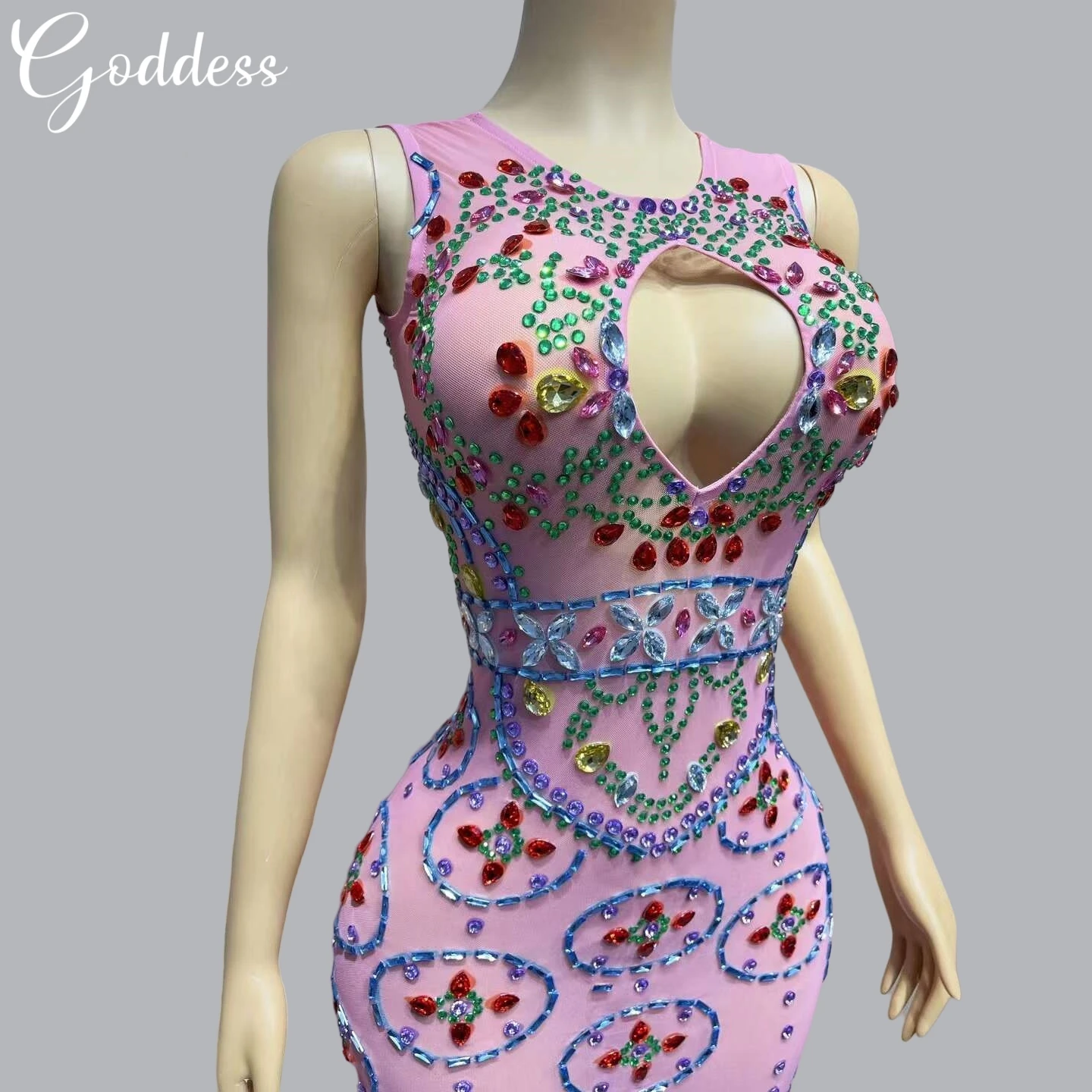 Slimming Barbie Pink Sexy Dress Sparkling Diamond Evening Dress Bar Club Performance Dress Birthday Party Hosting Banquet Dress