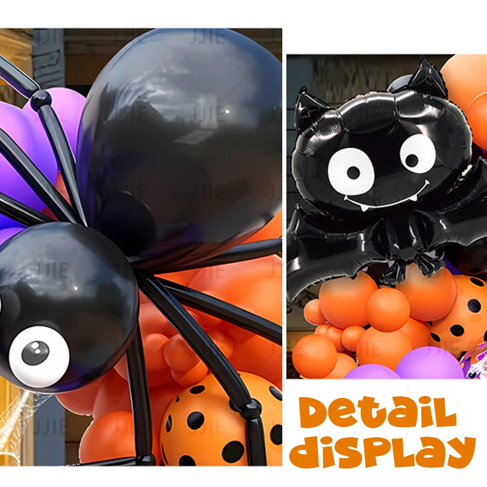 

Halloween Balloon Garland Arch Kit Aluminum Film Bat Spider Latex Balloon for Halloween Themed Terror Party Decoration Supplies
