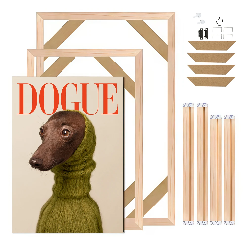 Modern Decorative Painting Funny Dog Canvas Print Wall Art - Humorous Fashion Typography Picture Framed for Home Office