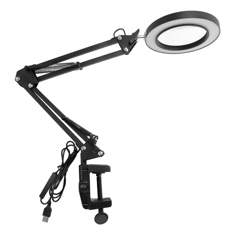 BAAJ-10X Magnifying Glass With Light And Clamp 3 Color Modes 10 Brightness Adjustable Magnifying Desk Lamp For Crafts Reading