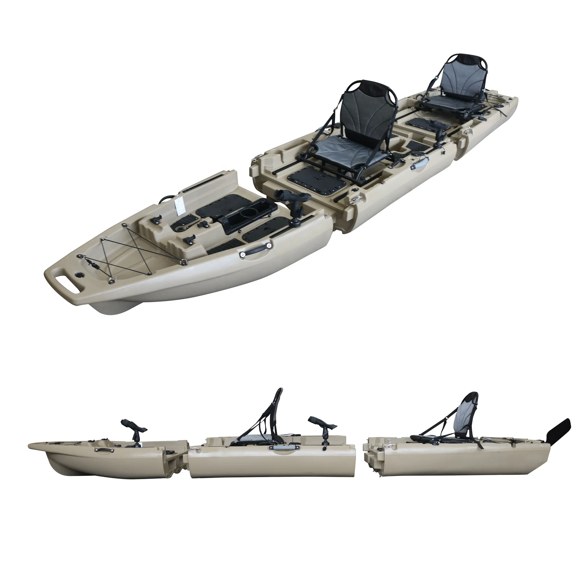 Propeller+Flap Pedal Drive With Electric Motor 2025 Vicking New Design 14FT Modular 2 Person Dual-system Pedal Fishing Kayak