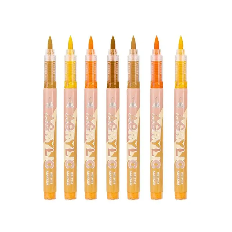 12 Colors Acrylic Markers Soft Brush Pen Tip 7 Color Systems For Drawing Anime Painting DIY Rock Halloween Gifts Art Supplies