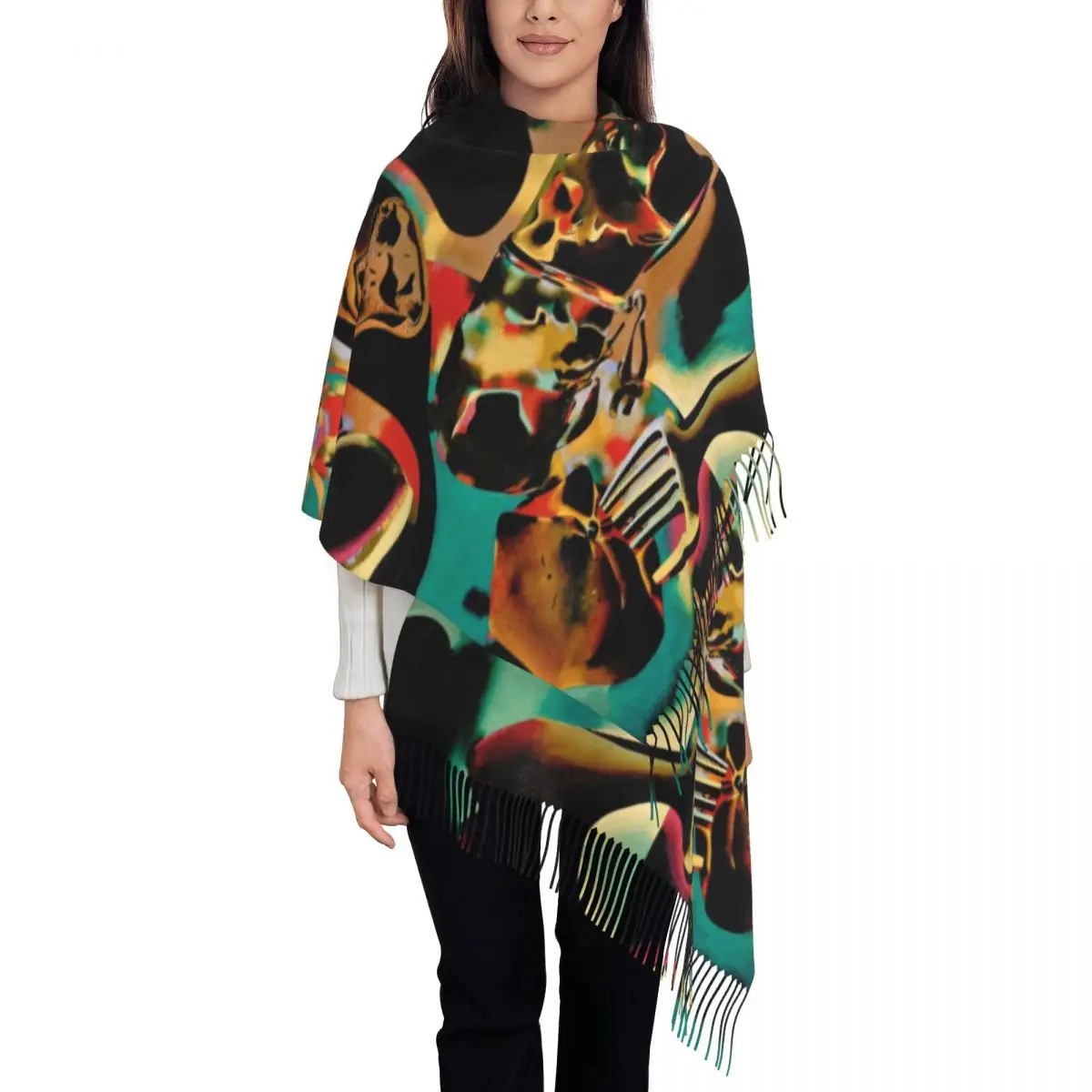 

Joan Miro Still Life With Old Shoe Scarf Wrap Women Long Winter Fall Warm Tassel Shawl Unisex Abstract Art Scarves