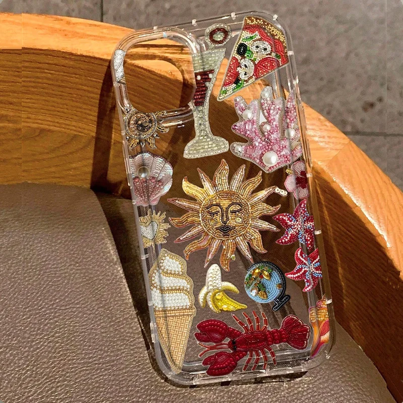 Clear Sun Marine Floral Eyes Phone Case for IPhone 18 16 17 15 14 13 12 11 Pro Max XR XSMAX 7 8 Plus Anti Fall Soft TPU Cover