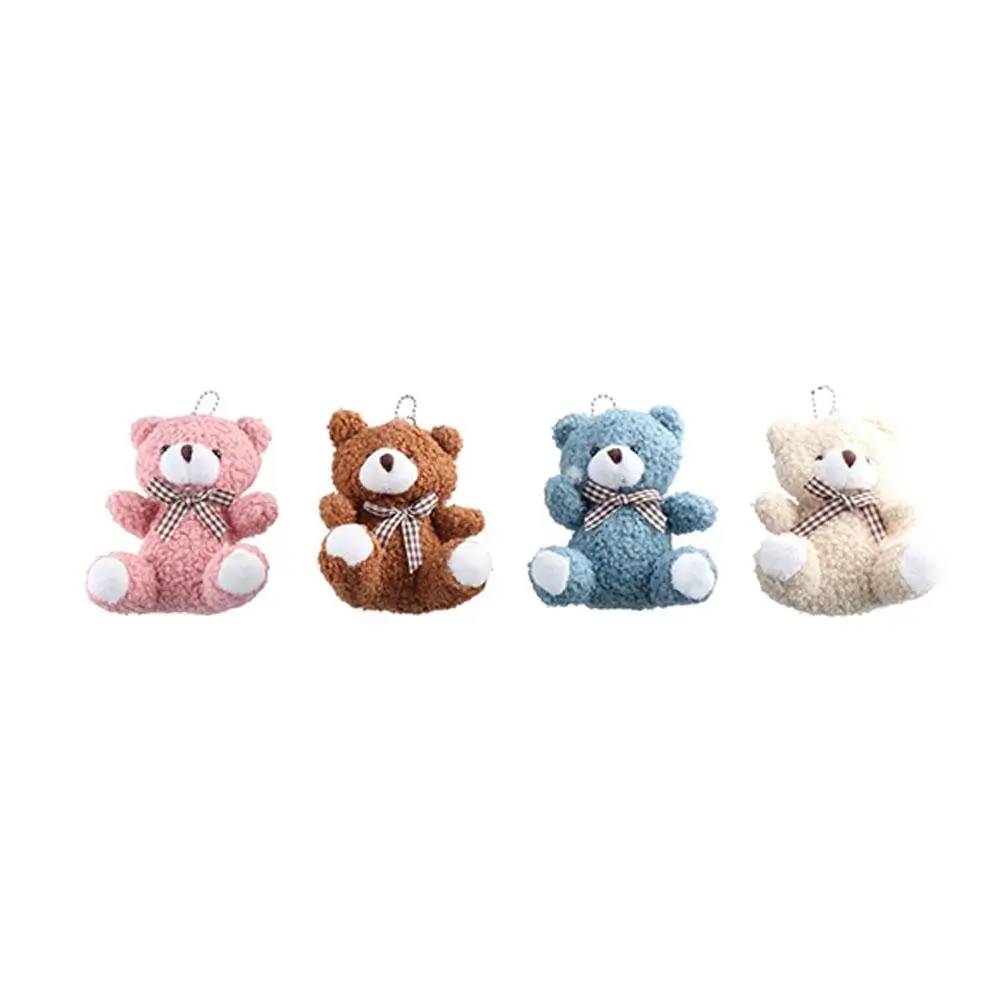 Cute Cartoon Bear Keychain Soft Stuffed Animals Plush Bear Doll Pendant Key Ring for Couple Jewelry Accessories