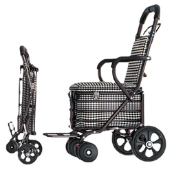 Small Pushable Shopping Cart, Elderly Scooter, Wide Hand Assisted, Shopping Cart, grocery Cart, Travel Seat