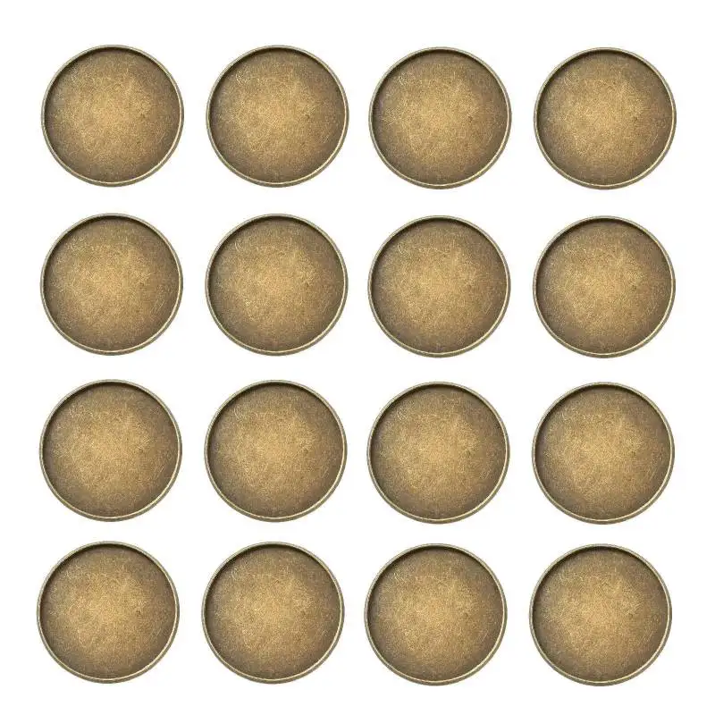 20 szt. Żelazne kubki z gładką krawędzią Ustawienia kaboszonów Płaska okrągła taca z antycznego brązu: 25 mm 27x2 mm