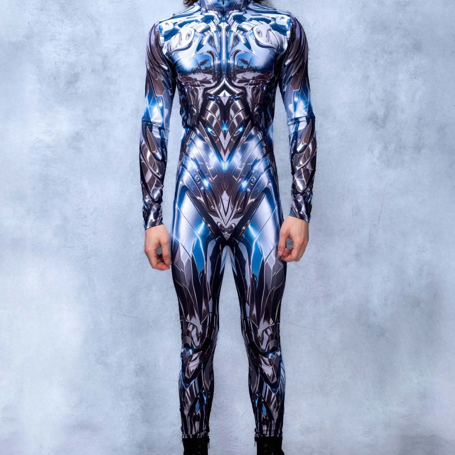 Halloween-Karneval-Party-Shows Cosplay-Bodysuit-Kostüm Dehnbarer Damen-Zentai-Outfit Farbig Diamantbedruckter Tech-Jumpsuit 2026 – Detail 17