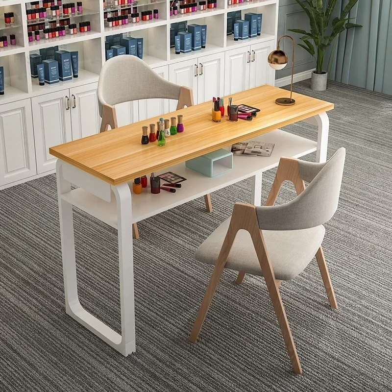 

Скандинавские деревянные столы для ногтей, мебель для салона, одинарный двойной маникюрный стол для ногтей