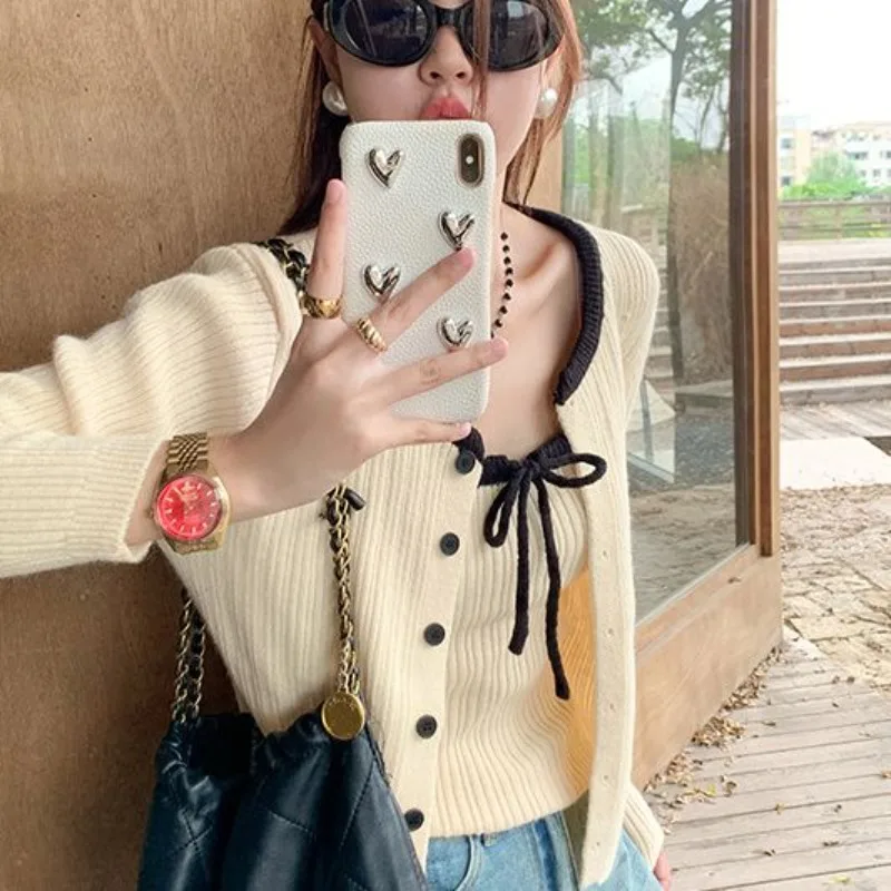 

Gentle Slimming Camisole Vest Knitted Sweater Top Two Piece Set Women 2025 Autumn New Cardigan Gentle Sets