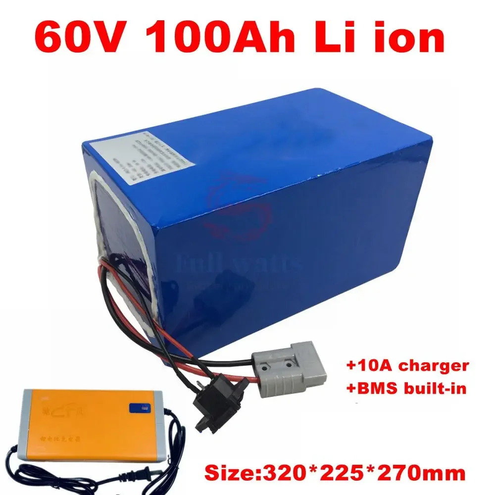 60V 100AH Lithium li ion battery With BMS for 6KW 9KW scooter AGV demo Go Cart Skateboard bike +10A charger