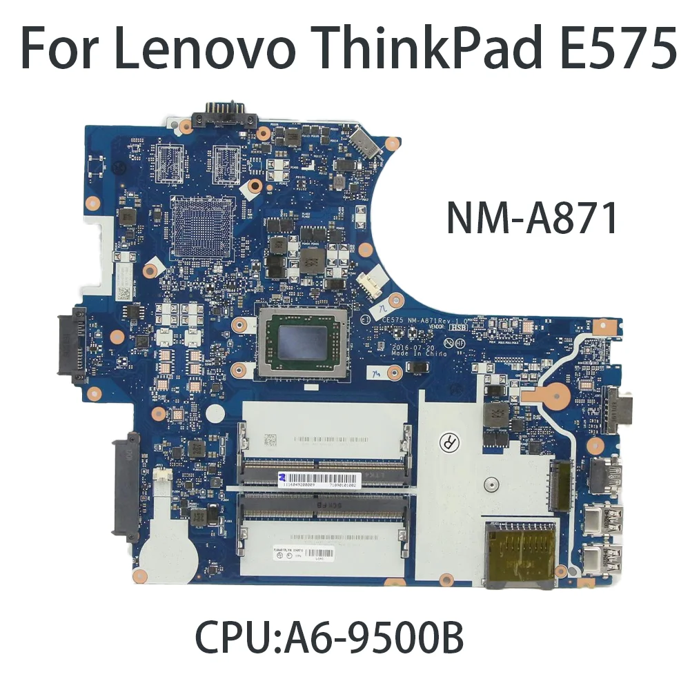 Placa base de portátil para Lenovo ThinkPad E575, NM-A871 con CPU:A6-9500B, FRU:01HW710