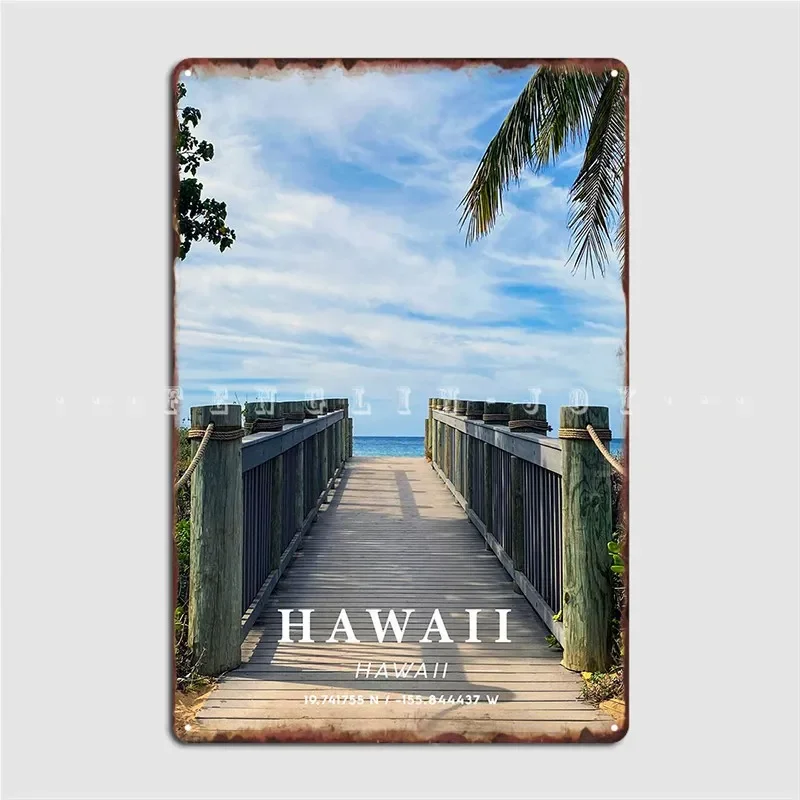 Hawaii Coordinate Art Metal Sign Wall Decor Club Party Personalized Club Bar Tin Sign Poster