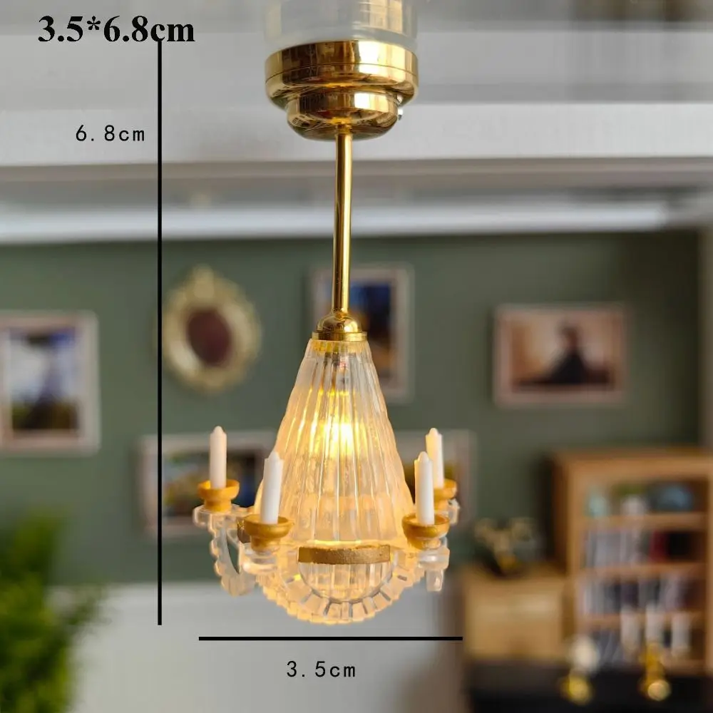 High Quality 1:12 Dollhouse Colored Glass Lamp 7 Styles Mini Ceiling Lamp Chandelier DIY Lighting Model Doll House Accessories