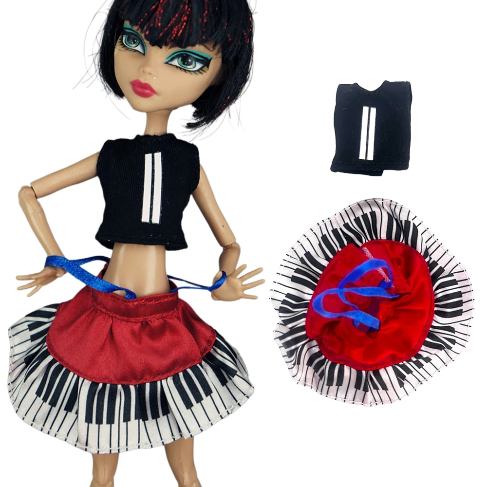 Novas roupas para boneca 1/6, acessórios de boneca alta, colete preto, saia vermelha para casa de boneca 1/6, brinquedos para itens em miniatura altos