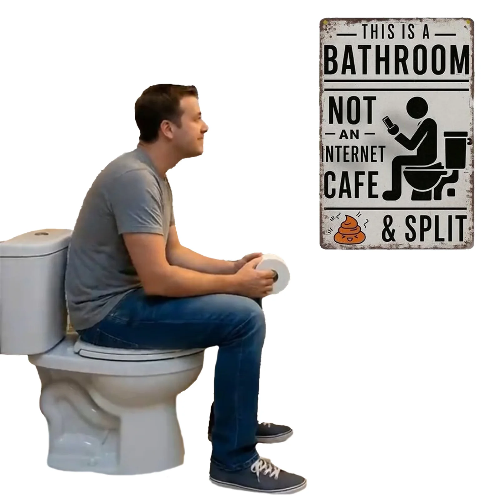Retro Metal Sign This Is A Bathroom Not An Internet Cafe Quotes Wall Art Plaque Decor for Home Washroom Bathroom Gift