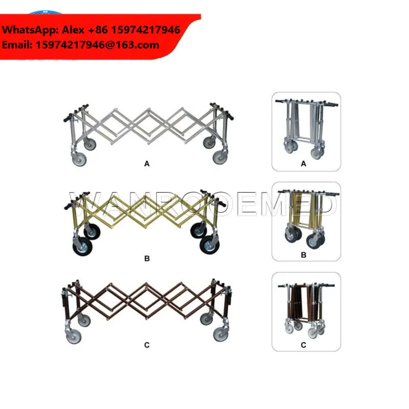 GA102E China Wholesale Aluminum Alloy Funeral Casket Folding Coffin Church Trolley