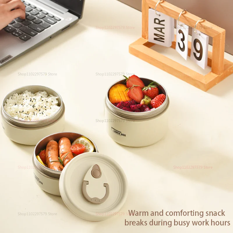 صندوق غداء معزول من الفولاذ المقاوم للصدأ لعمال المكاتب والطلاب صندوق بينتو مختوم متعدد الطبقات لتخزين المواد الغذائية الآمنة في الميكروويف