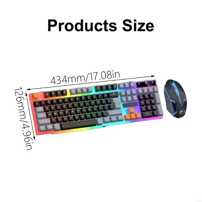 LED retroiluminado gran tamaño USB USB Mecánica Multimedia PC Juegos PC teclado combinado del mouse Combo oficina