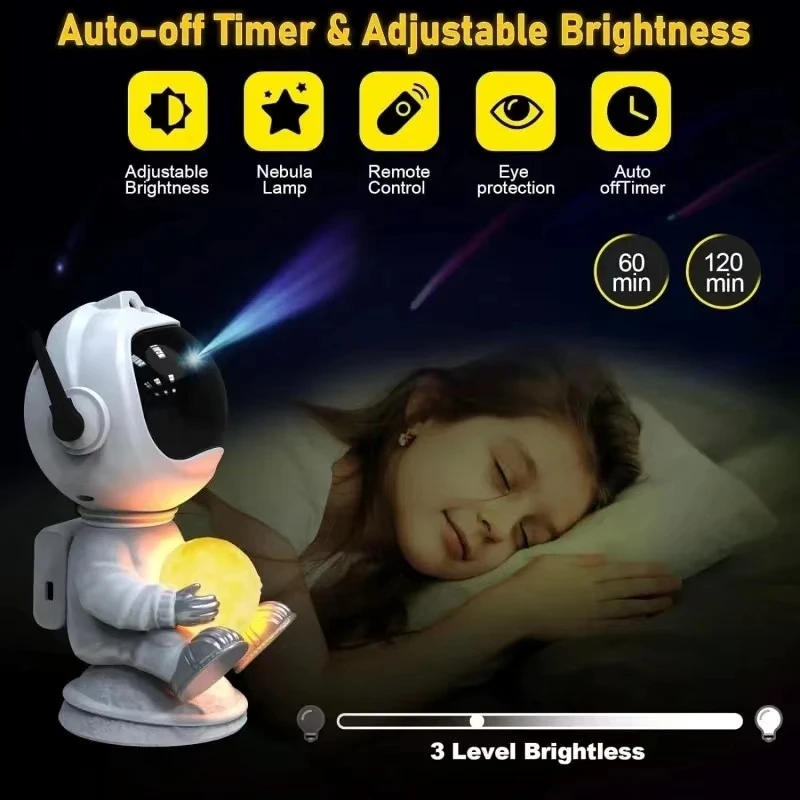 Luz LED de noche con Bluetooth, proyector estrellado de galaxia, astronauta, lámpara de cielo estrellado, nebulosa, decoración de habitación, dormitorio, regalo de cumpleaños para niños, nuevo