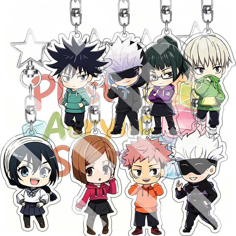 Anime Gojo Satoru Kugisaki Nobara Itadori Yuji Zenin Maki Q Version Cartoon Acrylic Keychain Backpack Pendant Car Ornaments Gift