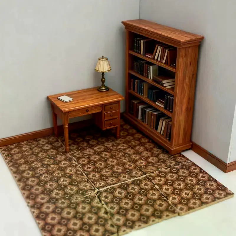 9Pcs Kitchen Living Room Floor Furniture Accessories 30*30mm Dollhouse Mini Simulation Double-sided Wooden Floorboards Model