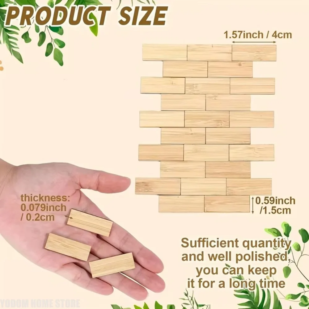 Mini Wooden Dollhouse Floor Model, 50/100Pcs Scale Bamboo Furniture Accessories for Dollhouse DIY Decoration