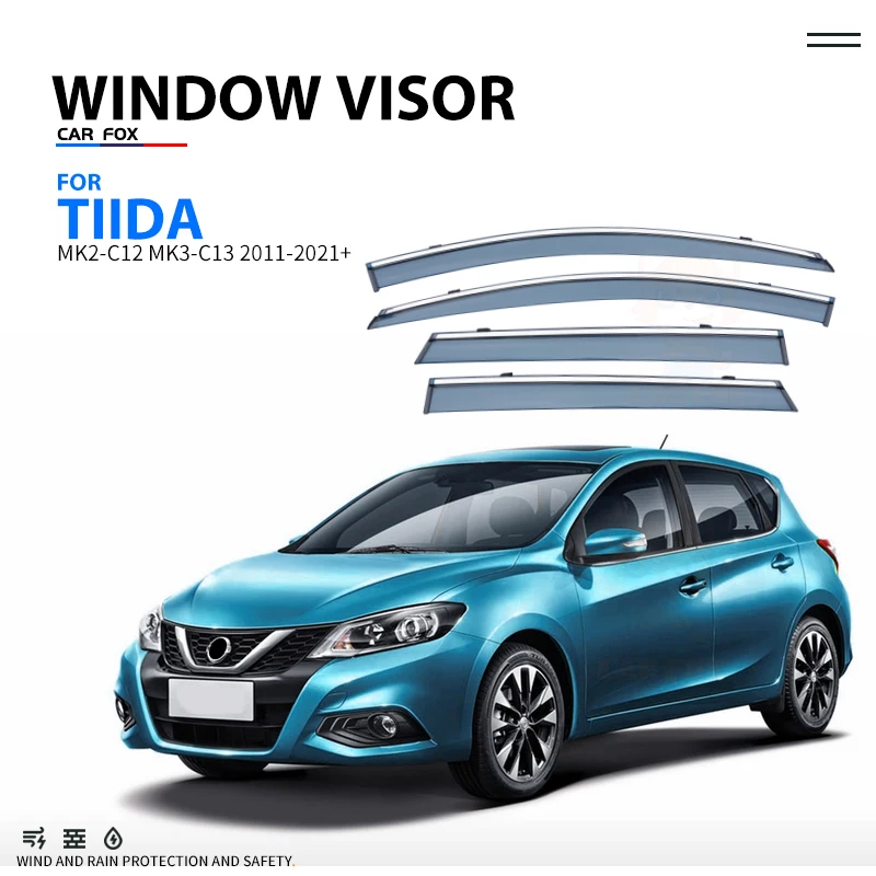 

Для Nissan TIIDA C11 C12 C13 2004-2024 + Пластиковый оконный козырек вентиляционные оттенки Защита от солнца дождя