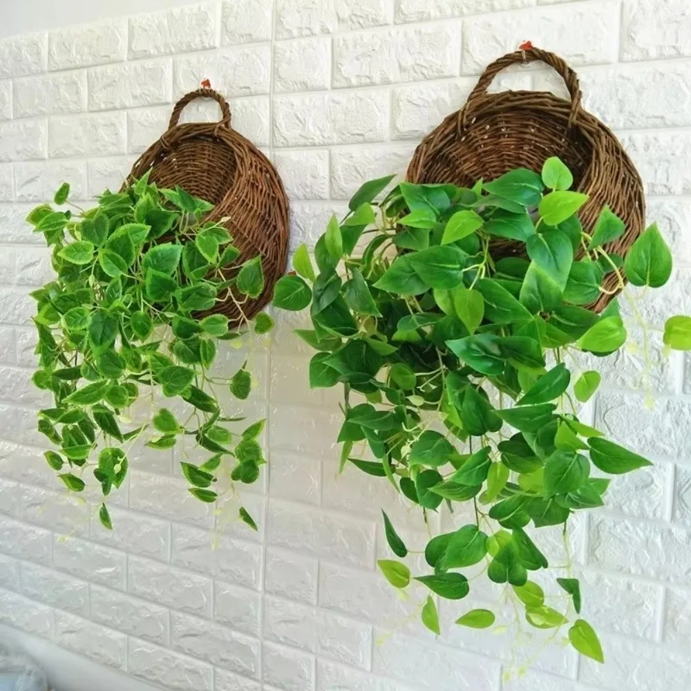 New Storage Container Flower Basket Wall Hanging Handmade Weaving Hanging Planter Wicker Basket Garden Decoration