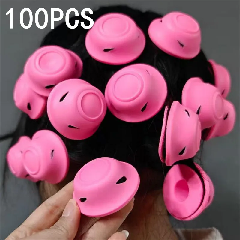 Rosa weiches Silikon Magic Hair Care Rollers Set No Heat Lockenwickler DIY Curling Styling Tool für schöne Locken – 10/20/30/50/10