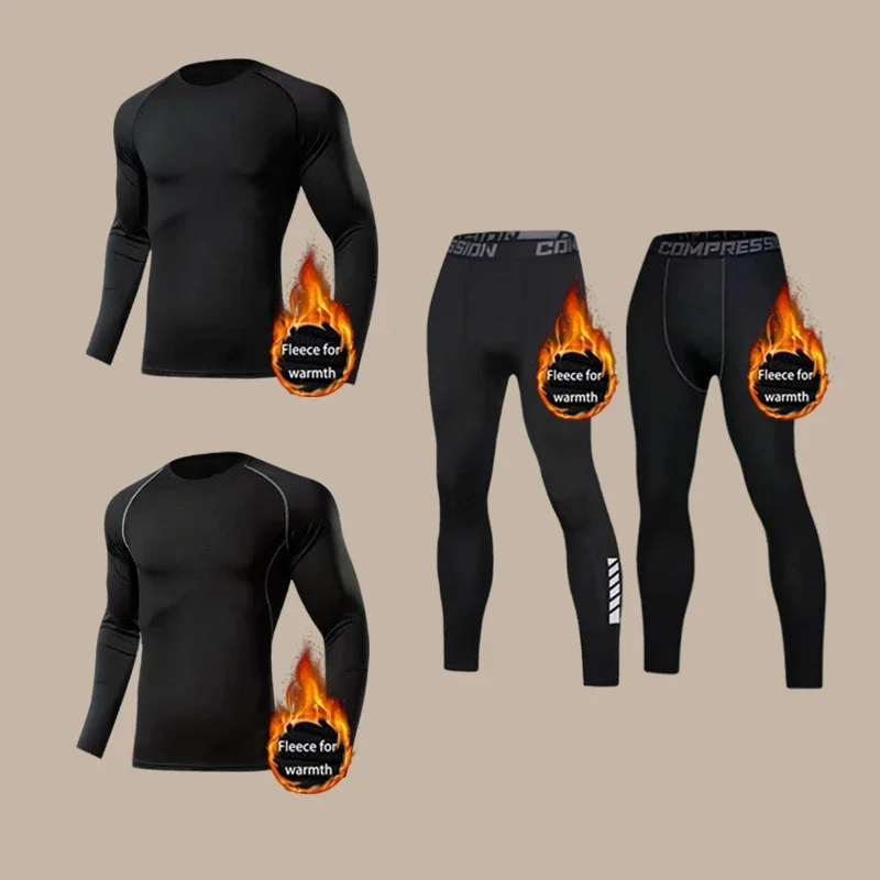 

Autumn/Winter thermal underwear set, thick fleece lining, double warmth, sports base layer, soft pajamas