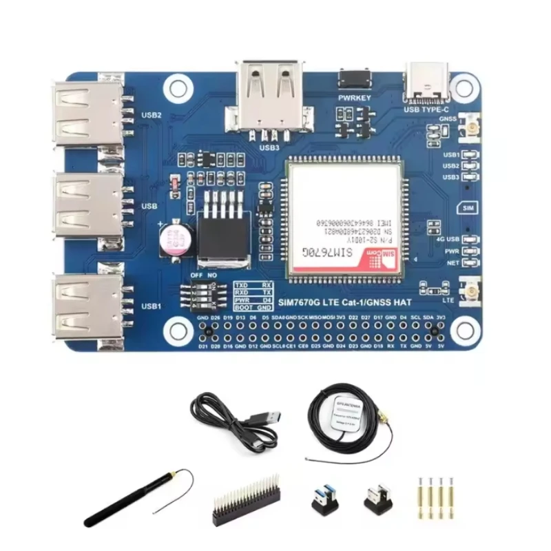 Raspberry Pi SIM7670G 4G LTE Cat-1 GNSS HAT Expanding Development Board SIMCom SIM7670 For Raspberry Pi 5 4B CM4