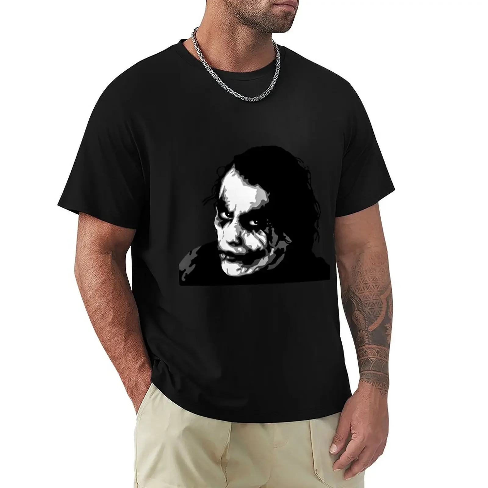 Heath Ledger Black and White Portrait T-Shirt oversized graphic tee oversized t shirts for men cotton