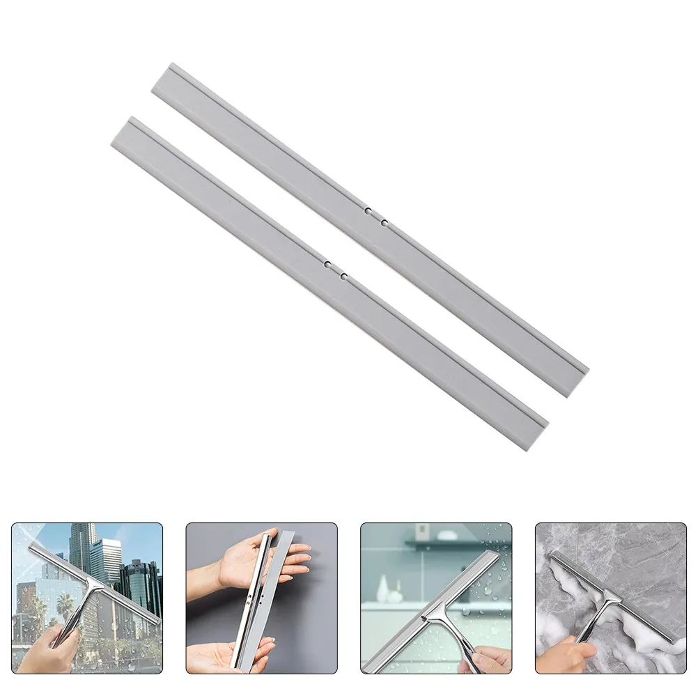 2Pcs Household Glass Wiper Strip Professional Rubber Blade Replacement for Squeegees Fast Water Wipe Off Smooth Surfaces