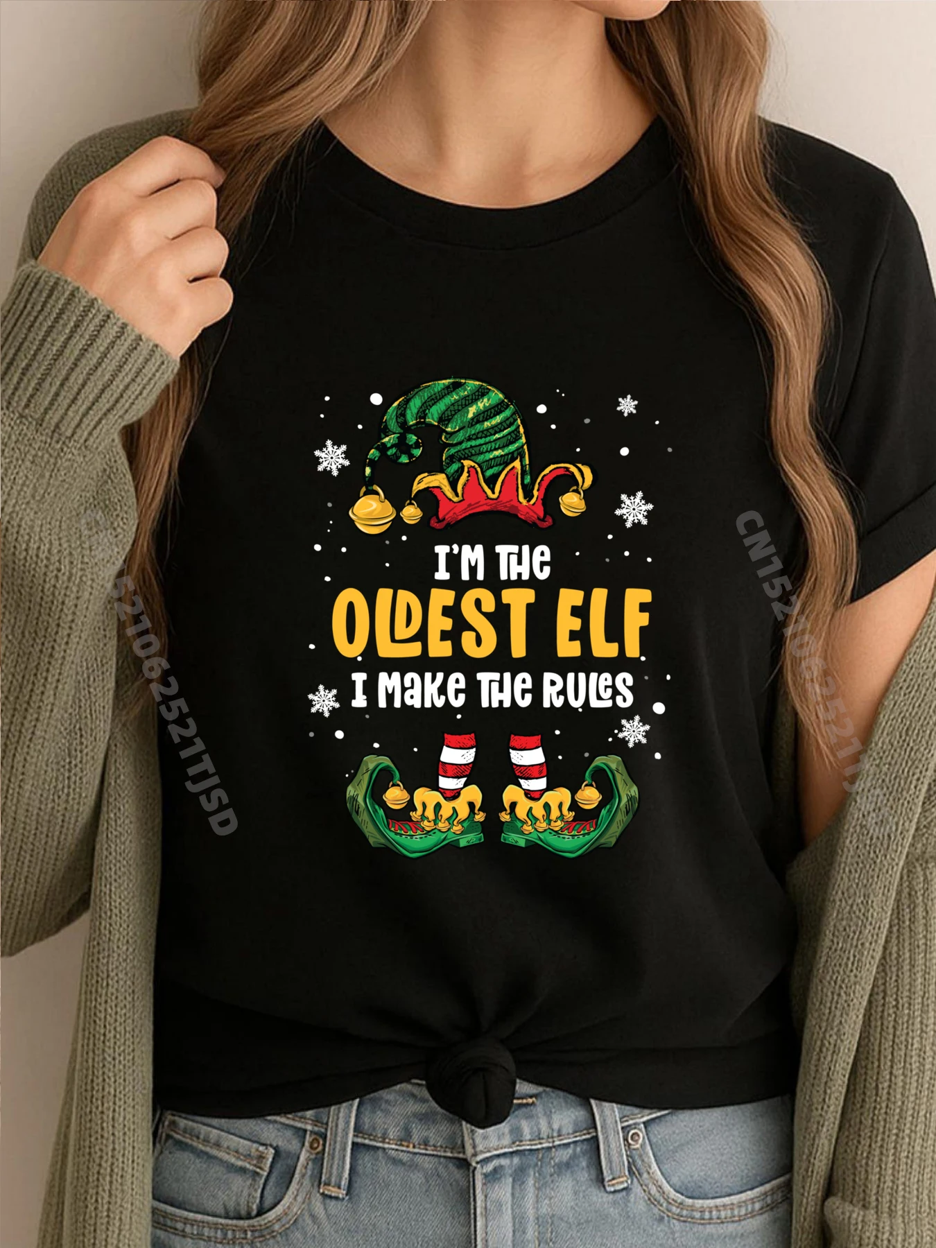

Oldest Child Shirt Elf Family Matching Sibling Christmas Street Wear T Shirt T Shirt Man Tops T Shirt Washed National Flag Day