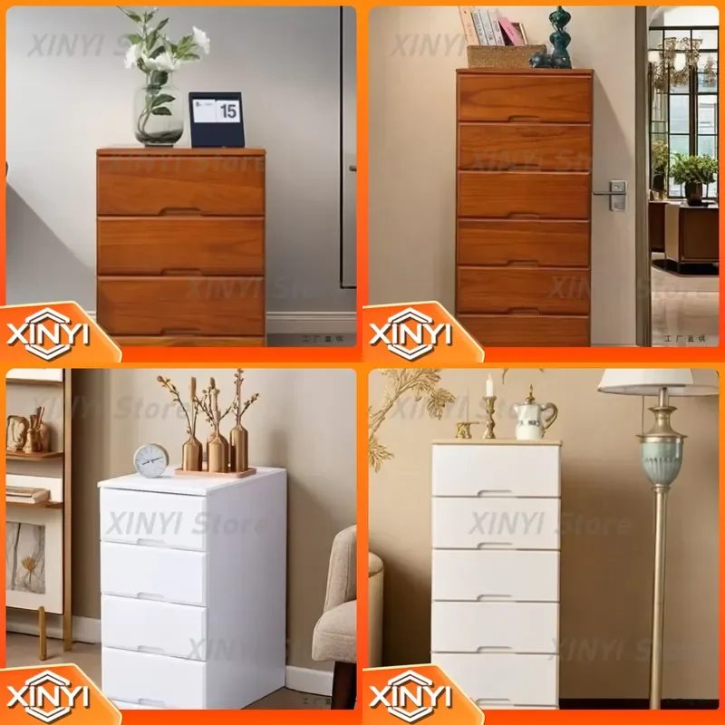 Solid Wood Household Deepened 60cm Locker for Drawer Type Storage Cabinet Small Chest Cabinet Crevice Cabinet Bedroom