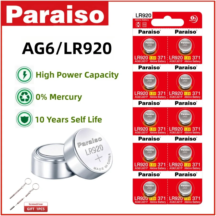 10-50pcs  AG6 LR920 Button Cell Battery 1.5V Button Coin Batteries PAR Battery for Watch Toys Remote