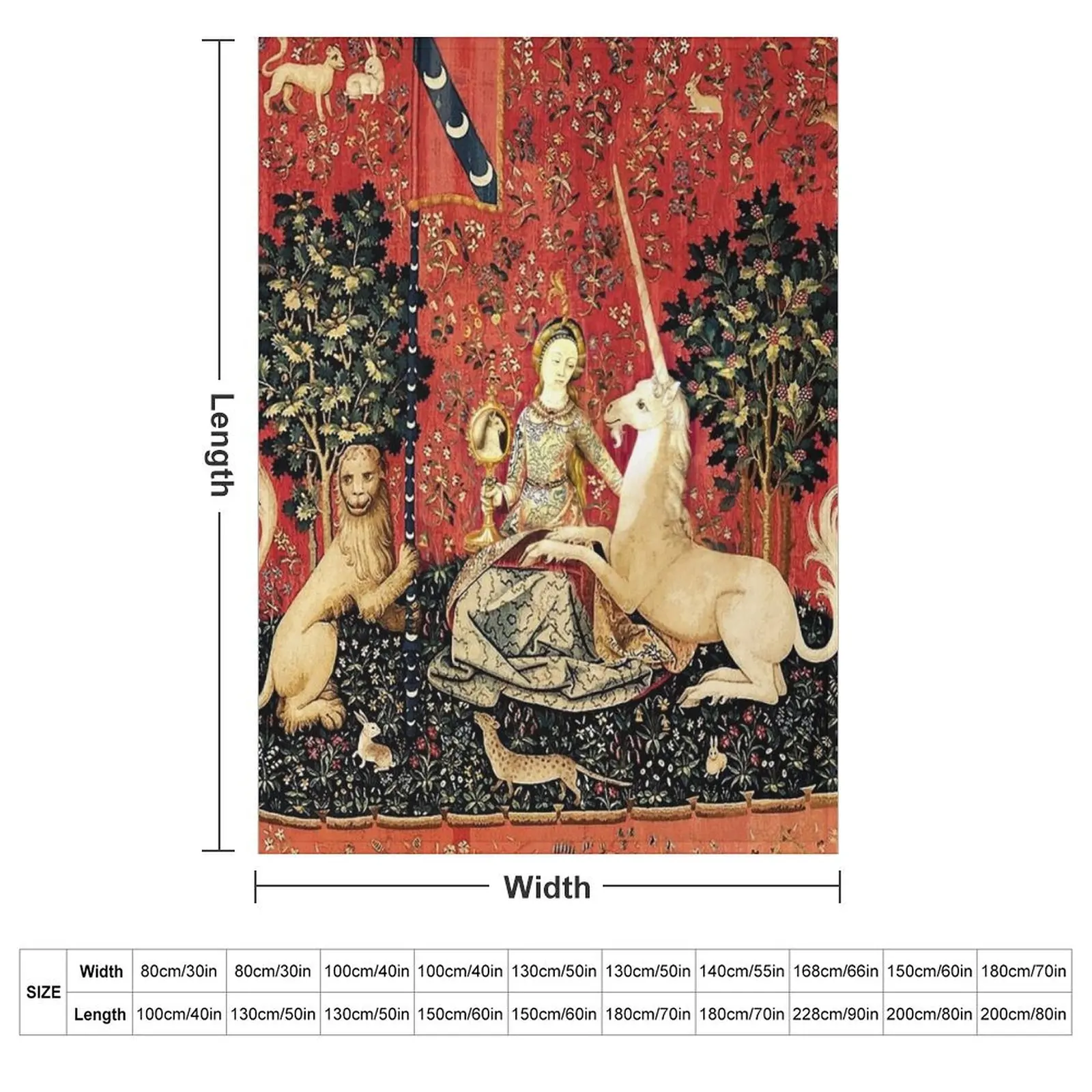 The Lady and the Unicorn: ?? Mon Seul D??sir - Sight Throw Blanket Fashion Sofas Plaid Plush Soft Blankets