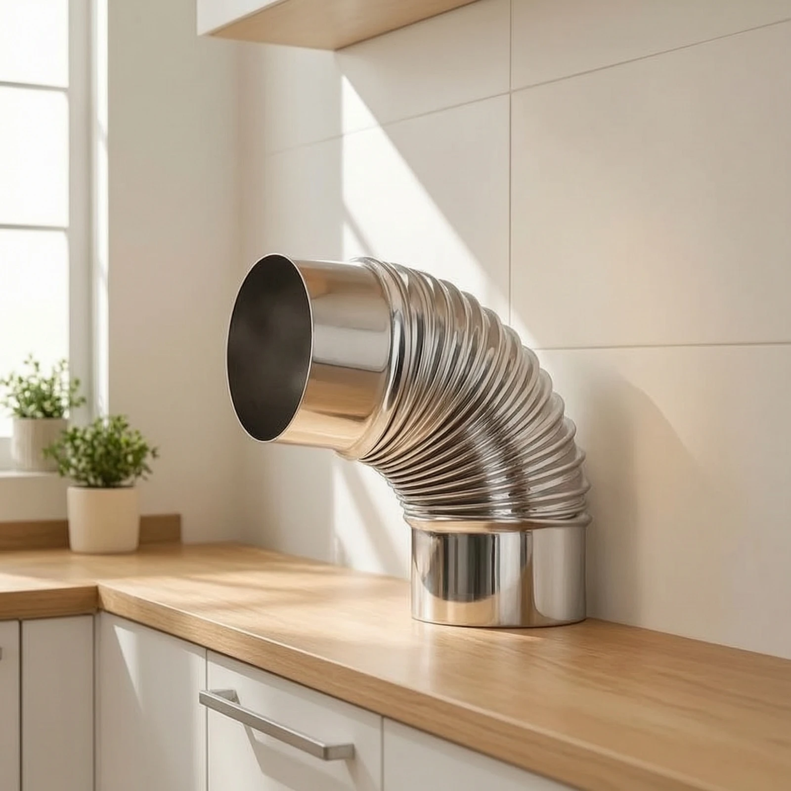 Heating Flue Pipe Elbow Stainless Steel Heating Pipe Elbow Stovepipe Corrugated 90-Degree for Installers, Wood Stoves