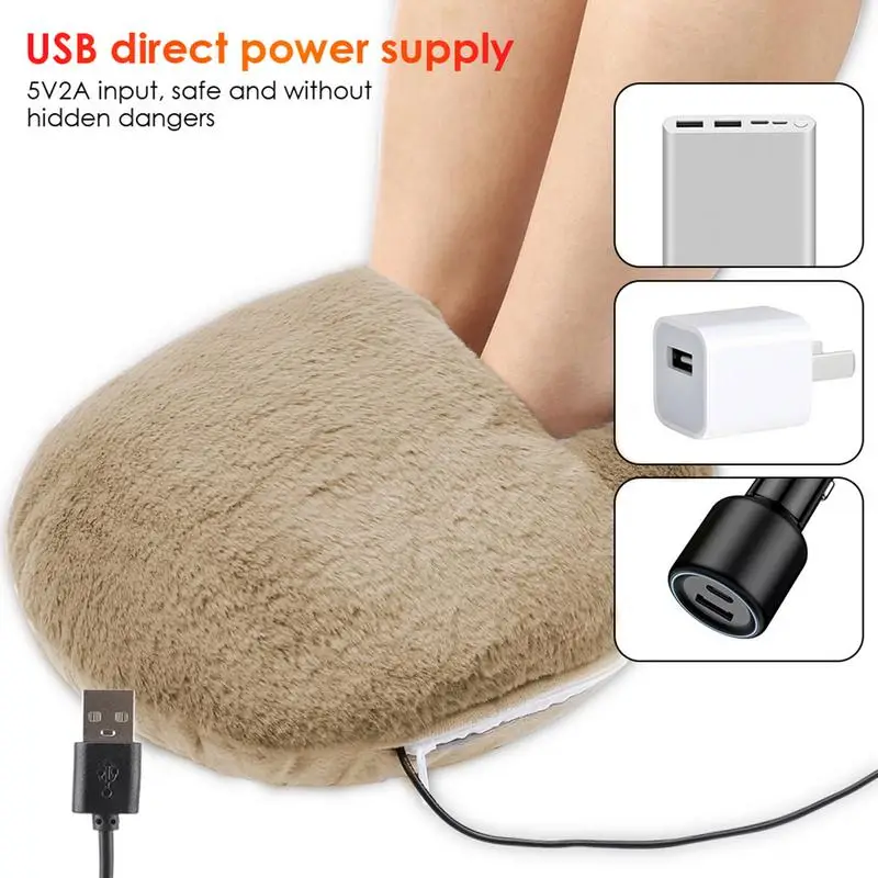 Winter USB Charging Electric Foot Heating Pad Universal Soft Plush Washable Foot Warmer Heater Household Foot Warming Mat