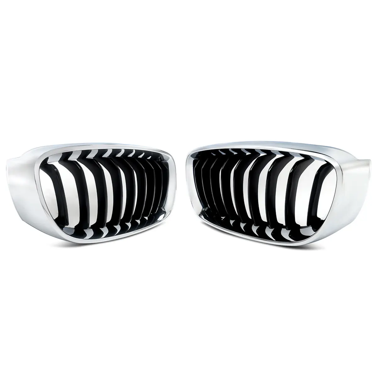 Chrome & Black Left & Right Front Kidney Grille For BMW F34 328i 335i 3 Series GT 13-19