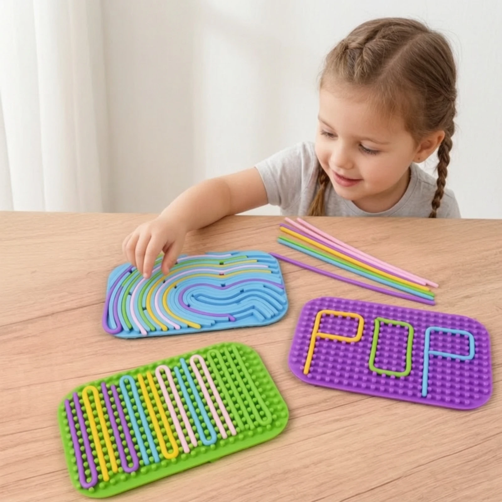 Silicone Sensory Board with Sticks Messmessless Silicone Sensory Activity Board Quiet Silent for Children, Classroom, Home