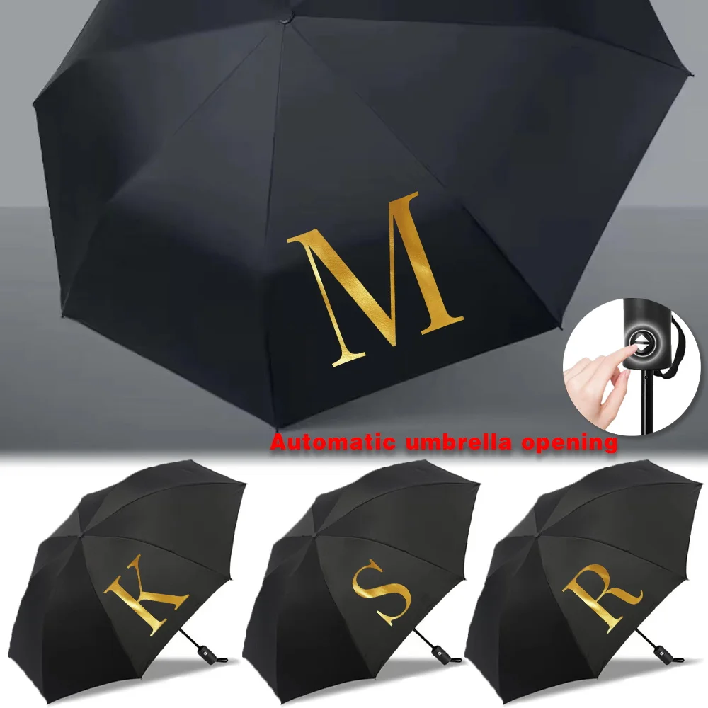 Sun Rain Umbrellas Collapsible Fully Automatic Protection Increased Thickness Windproof Compact Travel Essentials letter