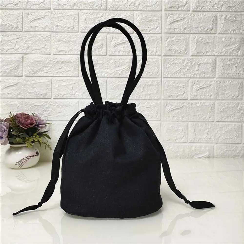 Retro Embroidery Satin Silk Drawstrings Handbags Flower Storage Bags Hanfu Women Purse Wallets Bucket Bag Lunch Bag Shopping Bag