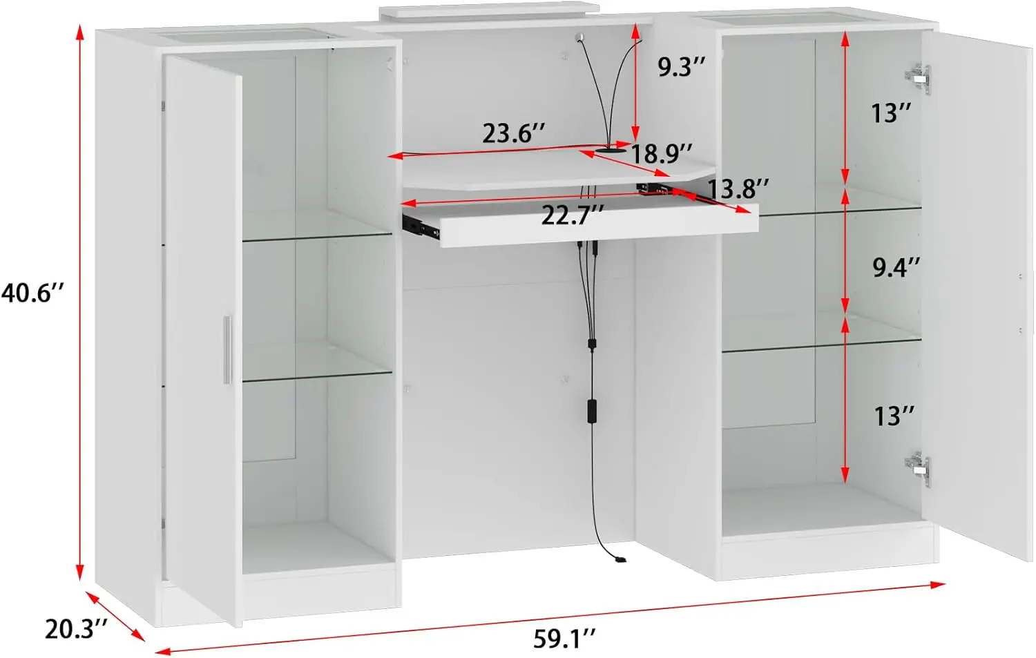Reception Desk with LED Light & Keyboard Tray, Retail Counter
