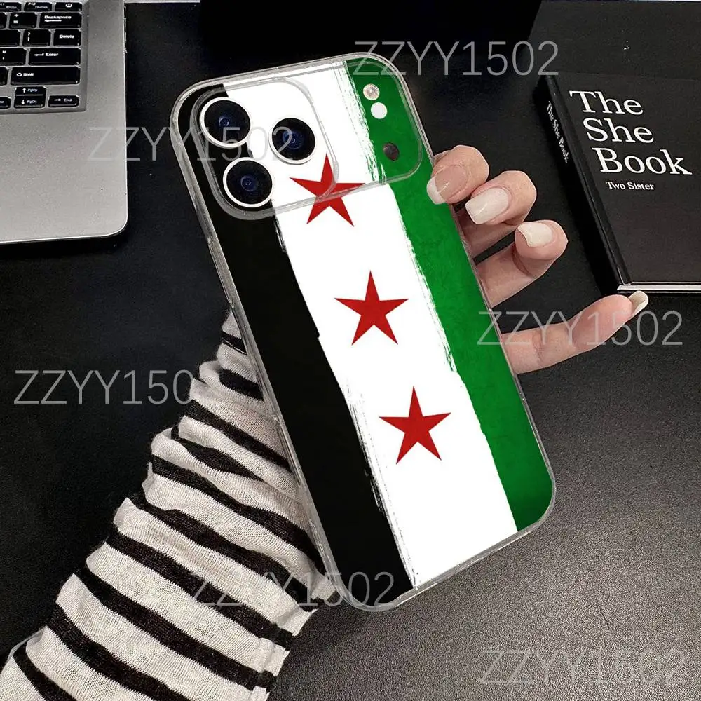 Funda de teléfono con bandera de la revolución siriana para iPhone 17,16,15,14,13,12,11 Pro,Max,Plus,X,XS,XR,SE4,E Mini transparente suave
